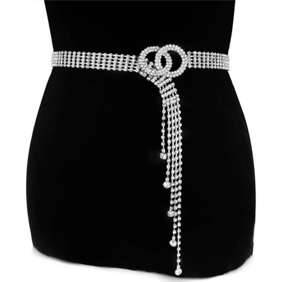 Crystal WaistBelt for Women Rhinestone Chain Belt O-Ring WaistbandBelt for Dress - Picture 8 of 8